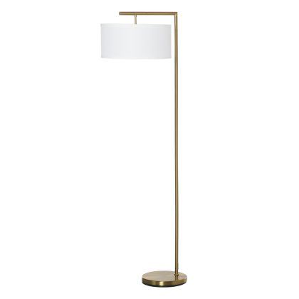 HOMCOM Stehlampe E27 Sockel Stehleuchte für Wohnzimmer Schlafzimmer Büro, Metall Stahl Leinen Gold Weiß 47x37x153 cm   Aosom.de