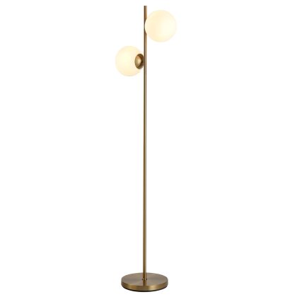 HOMCOM Stehlampe Standleuchte 2-teilig mit Glas-Lampenschirm, Stahl und Glas, 165cm hoch, gold und weiß, modernes Design für Wohnzimmer   Aosom.de
