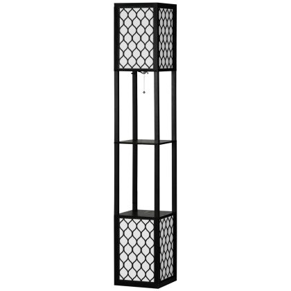 HOMCOM Stehlampe  Standlampe mit Regal & Doppellicht, 40W, E27, Ziehkettenschalter, für Wohnzimmer, Schlafzimmer  Aosom