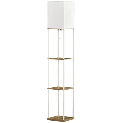 HOMCOM Stehlampe E27 Sockel 40 W Stehleuchte mit 3 Fächern & Stoff-Lampenschirm für Wohnzimmer Schlafzimmer in Weiß   Aosom.de