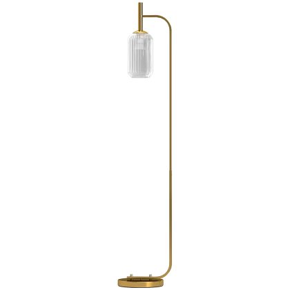 HOMCOM Moderne Stehlampe mit Glasschirm, Stehleuchte mit Fußschalter für E27 LED-Lampen, für Wohnzimmer, Schlafzimmer und Büro, 153 cm, Gold   Aosom