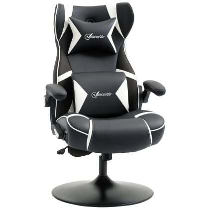Vinsetto Gamingstuhl mit Wippfunktion, höhenverstellbarer Bürostuhl, ergonomischer Computerstuhl mit Lautsprecher, Lenden- und Nackenstütze   Aosom