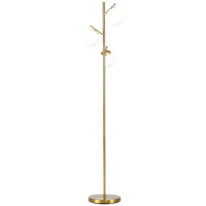 HOMCOM Stehleuchte  40W Standlampe mit E27 Fassung & 3 Glas-Lampenschirmen, für Wohnzimmer, 169 cm Höhe  Aosom